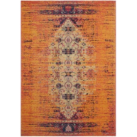Safavieh Monaco Power Loomed Round Rug- Orange - Multi- 6 ft. 7 in. x 6 ft. 7 in. MNC209H-7R